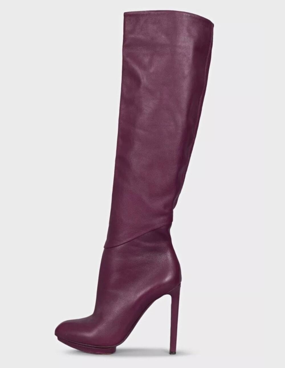 Alexander McQueen Purple Leather Stiletto Knee High Boots Sz.37.5